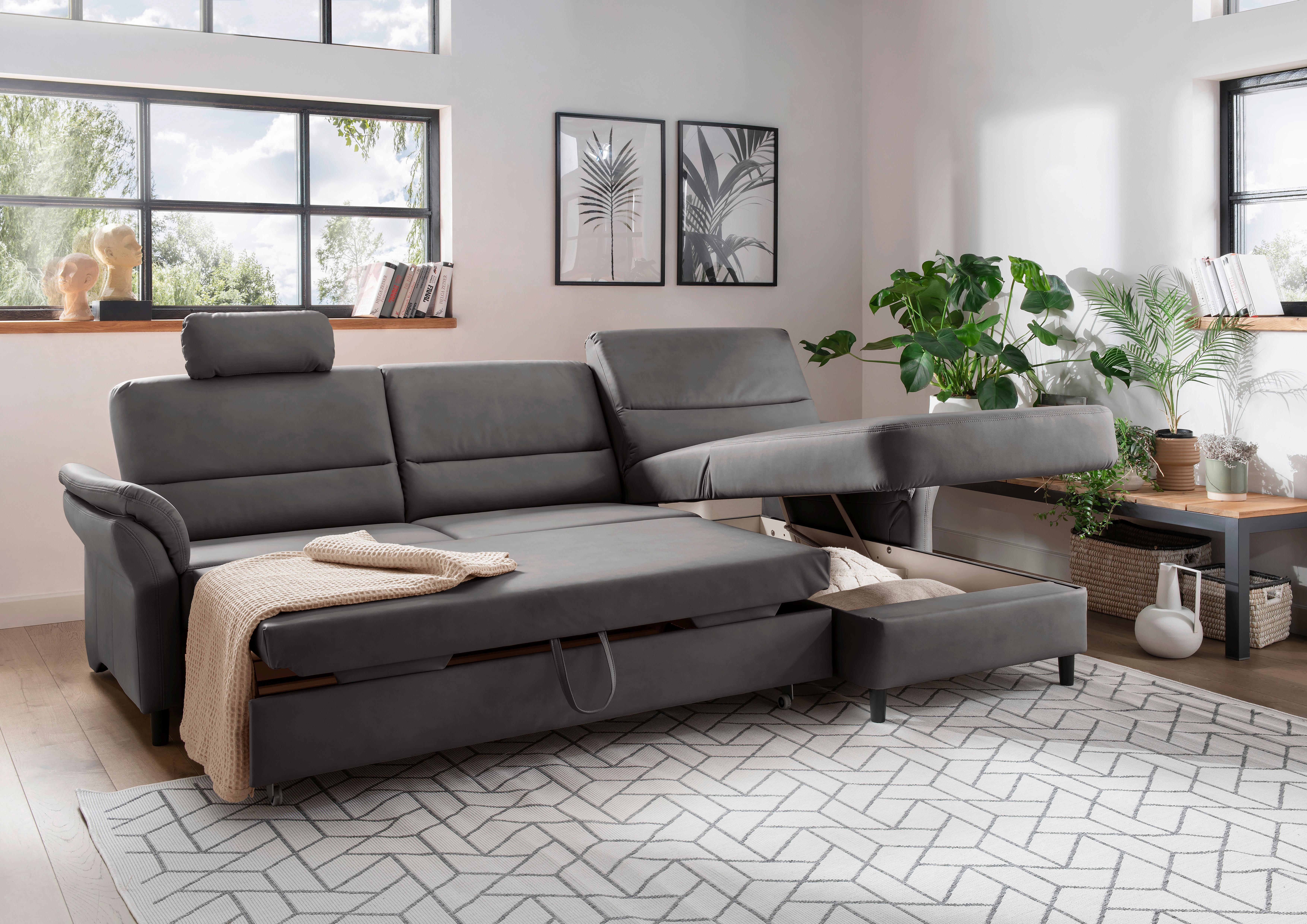 Ecksofa Cavoli Anthrazit S: 279x176 cm - Anthrazit/Schwarz, MODERN, Textil (279/176cm) - Livetastic