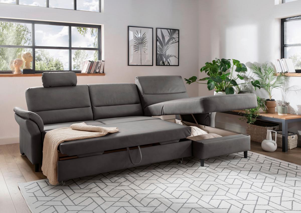 Ecksofa Cavoli Anthrazit S: 279x176 cm - Anthrazit/Schwarz, MODERN, Textil (279/176cm) - Livetastic