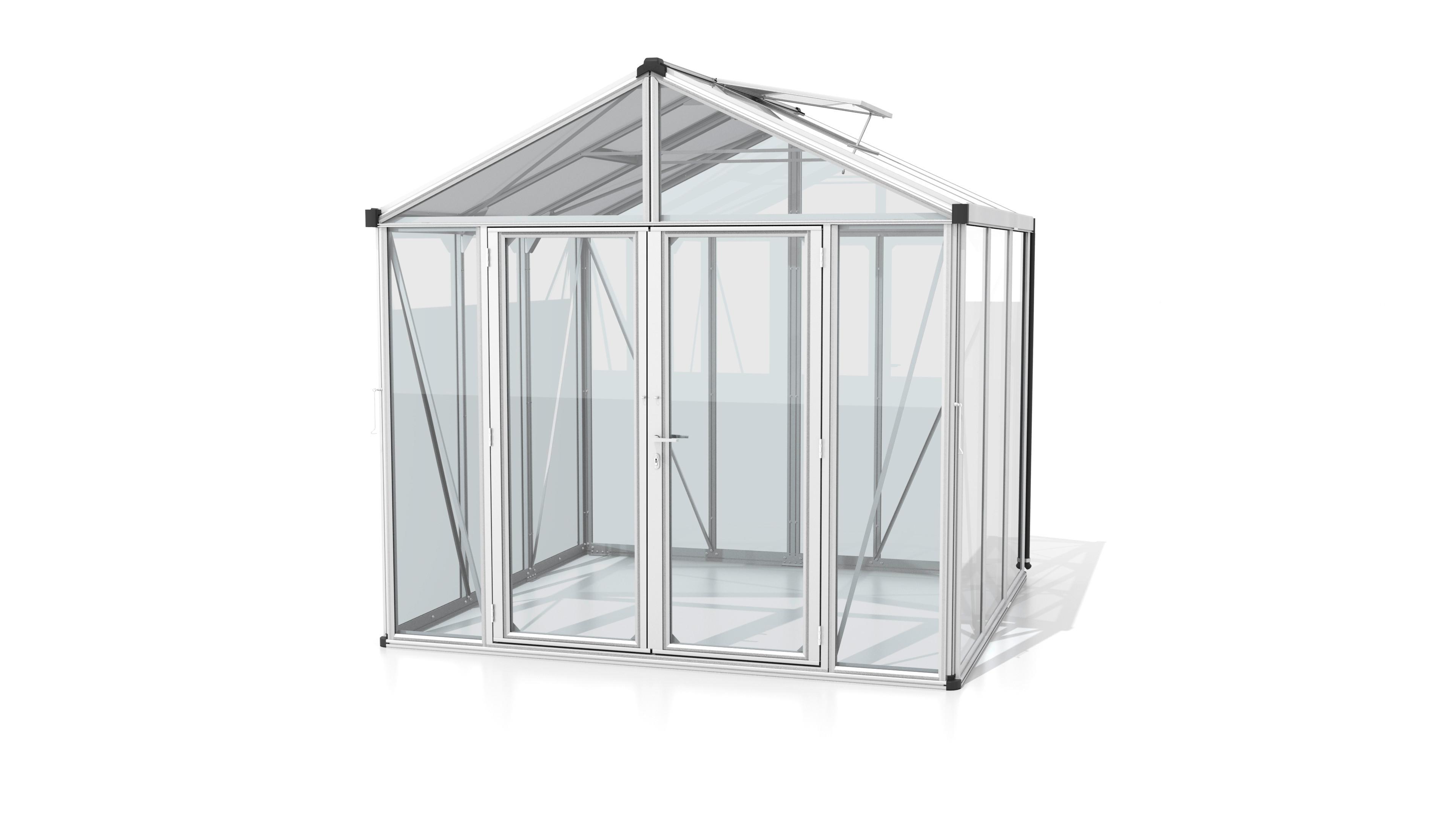 Gewächshausbausatz Zeus Comfort 6200 Esg/hkp Set - Alufarben, Basics, Glas/Kunststoff (258,4/250/242cm)