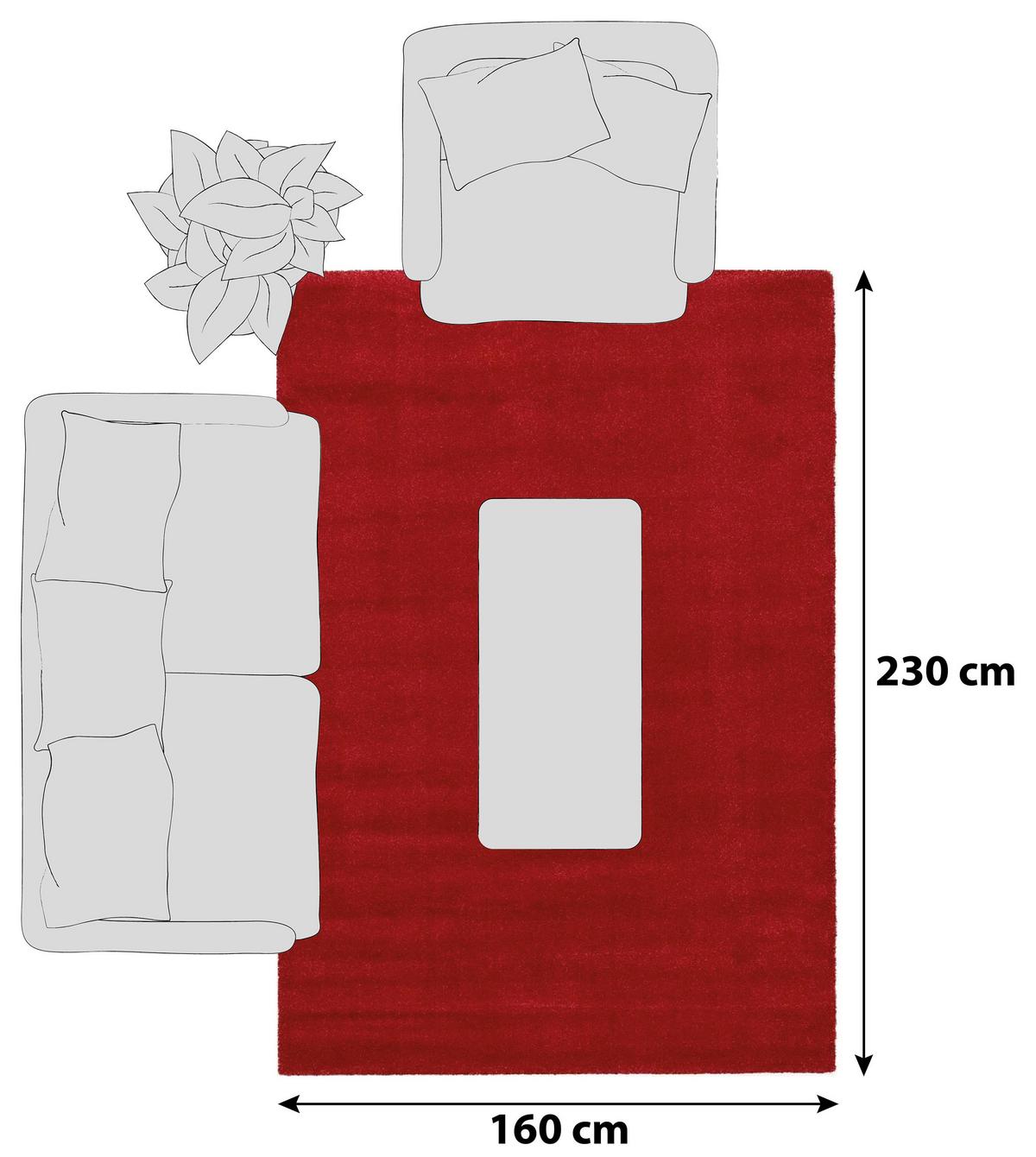 Hochflorteppich Bellevue Terra Cotta 160x230 cm - Terracotta, Basics, Textil (160/230cm) - Novel