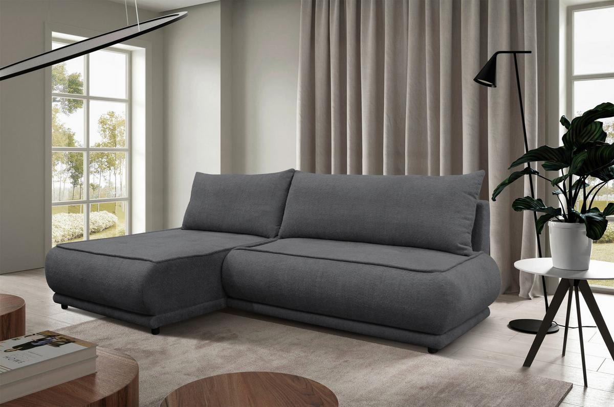Ecksofa Paros Dunkelgrau 179x277 Cm - Dunkelgrau/Schwarz, Design, Textil (179/277cm) - MID.YOU