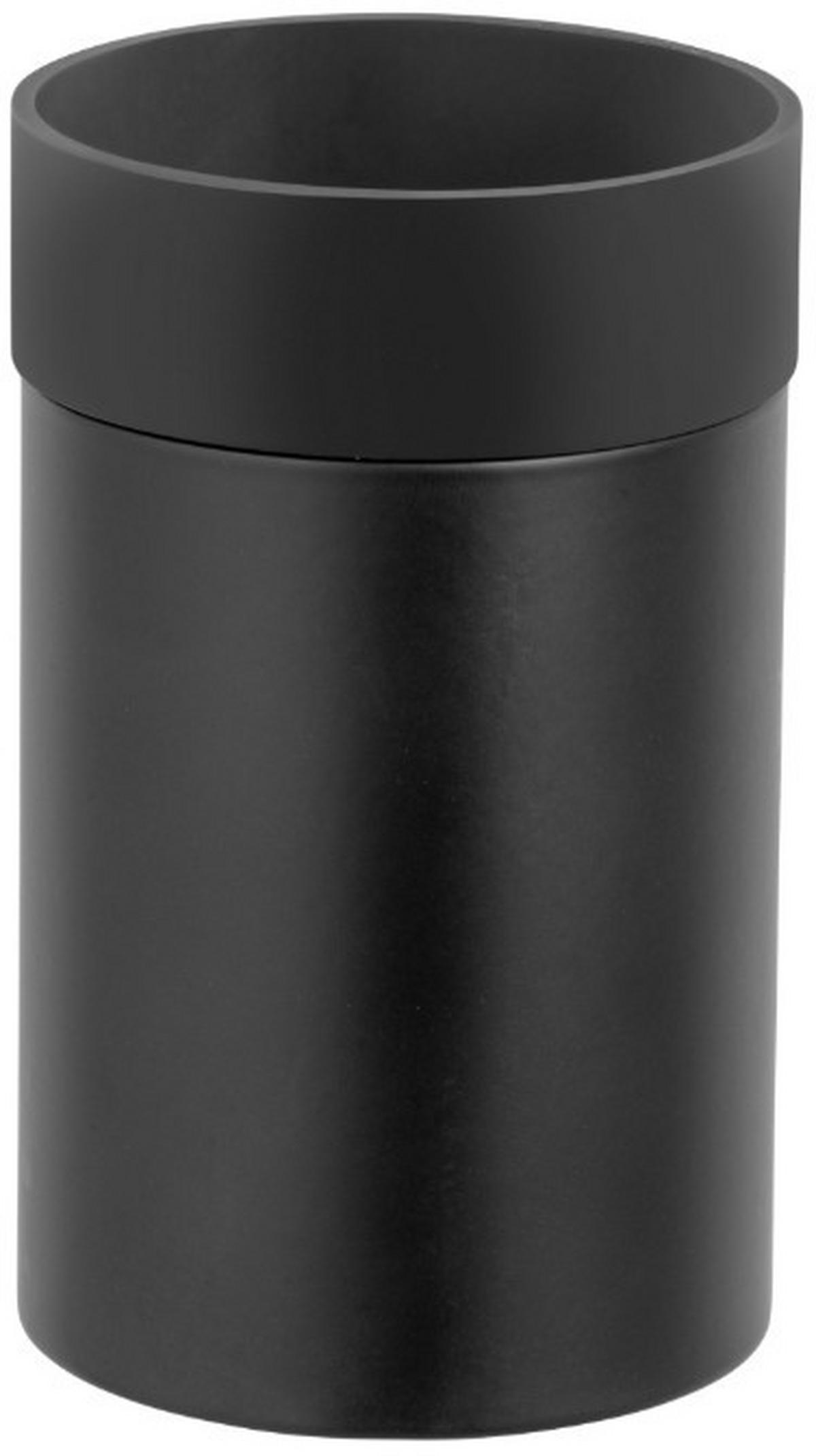 Zahnputzbecherhalter Porto Black Schwarz, Wandmontage - Schwarz, MODERN, Kunststoff/Metall (6,5/11/10,5cm) - Wenko