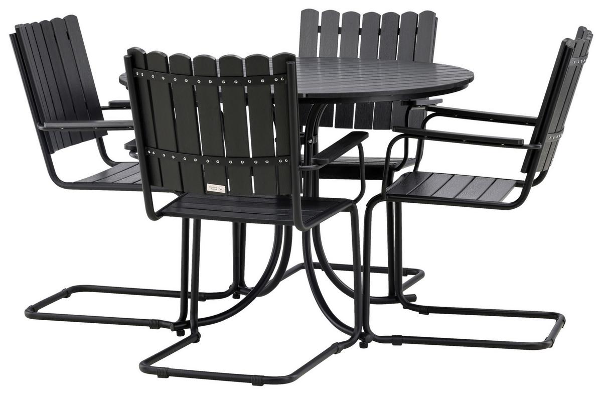 Gartentischgruppe Holmsund - Schwarz, KONVENTIONELL, Metall - Gardenson