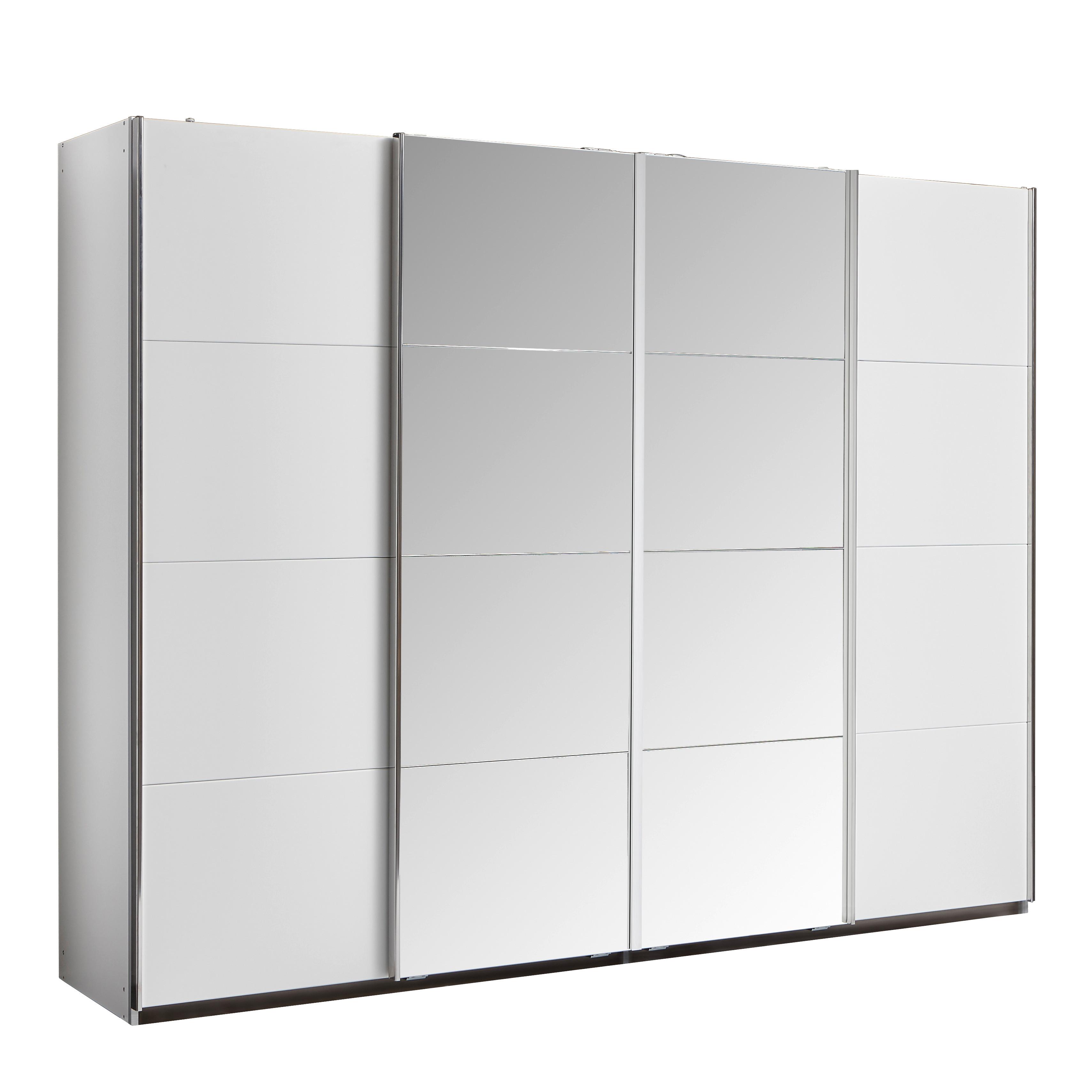 Schwebetürenschrank m. Spiegel 361 cm Bensheim, Weiß