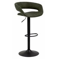 Barhocker Höhenverstellbar Mit Lehne Grace Olivgrün - Schwarz/Olivgrün, Design, Textil/Metall (54/83-104/49cm) - MID.YOU