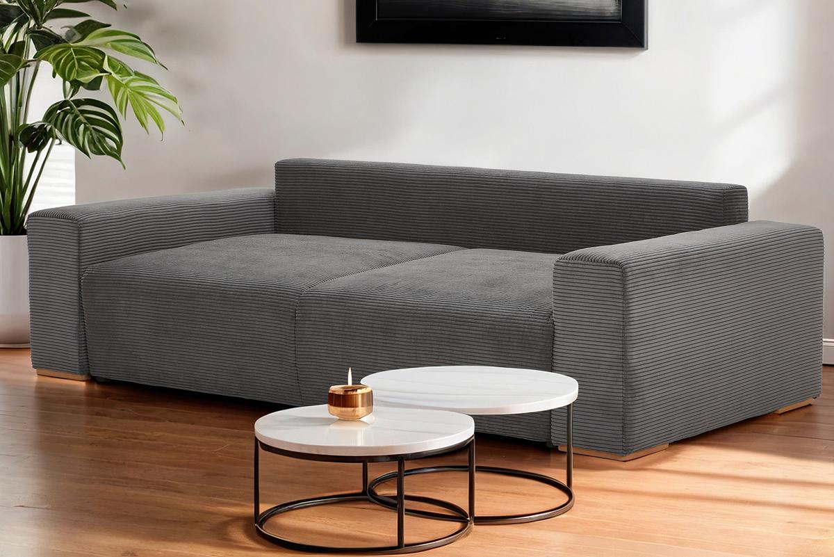 Schlafsofa Vouge Grau Bettkasten, B: 255 Cm - Buchefarben/Schwarz, KONVENTIONELL, Textil (255/86/123cm) - Livetastic