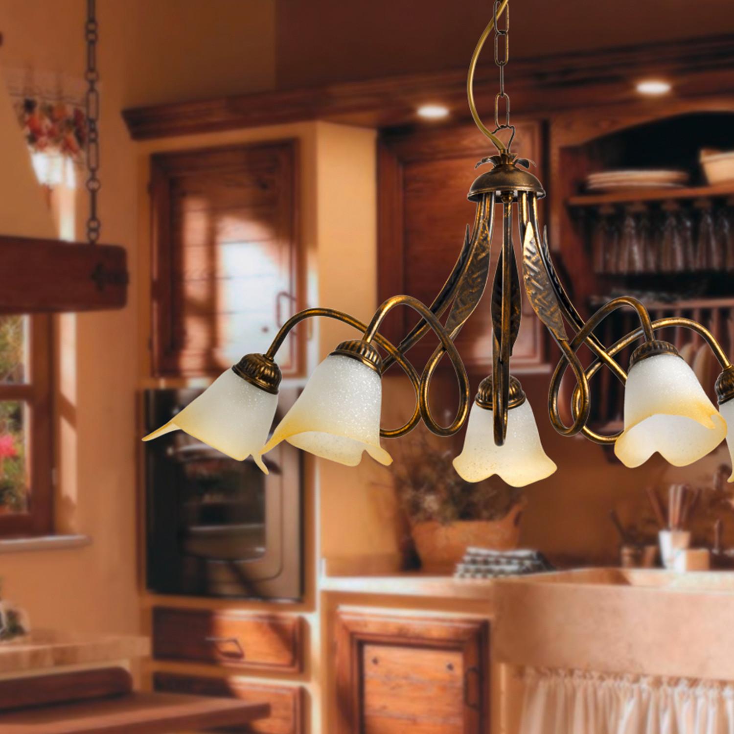 Kronleuchter 4250/5b - Bronzefarben, KONVENTIONELL, Glas/Metall (75/82cm)