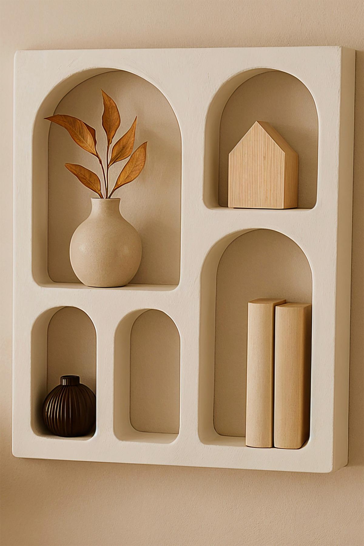 WANDREGAL Weiß B: 60cm - Weiß, Design, Holzwerkstoff/Stein (60/80/14cm) - MID.YOU