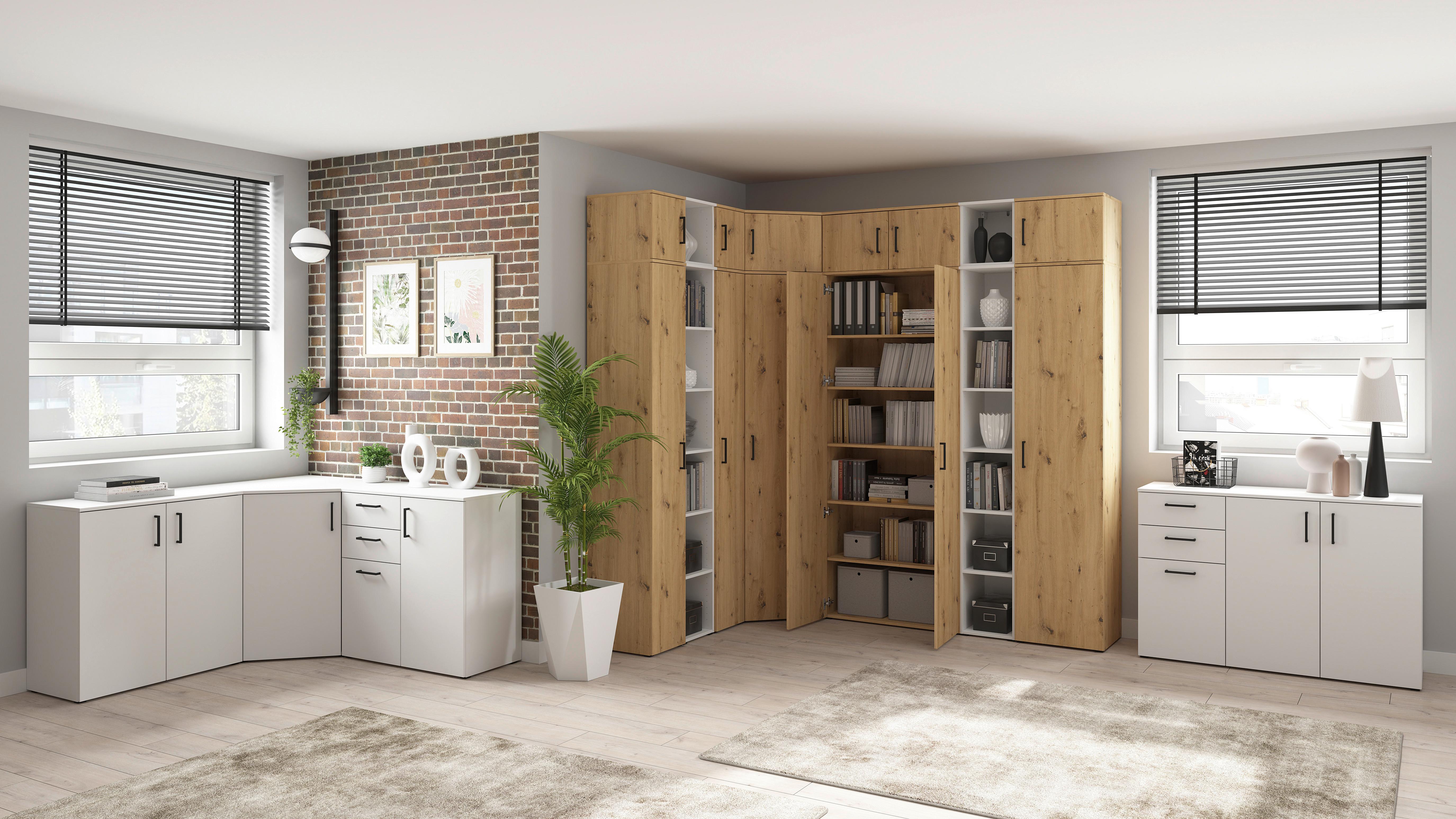 Komoda Cabinet š: 45 cm - bílá/černá, Moderní, kompozitní dřevo/plast (45/83/40cm)