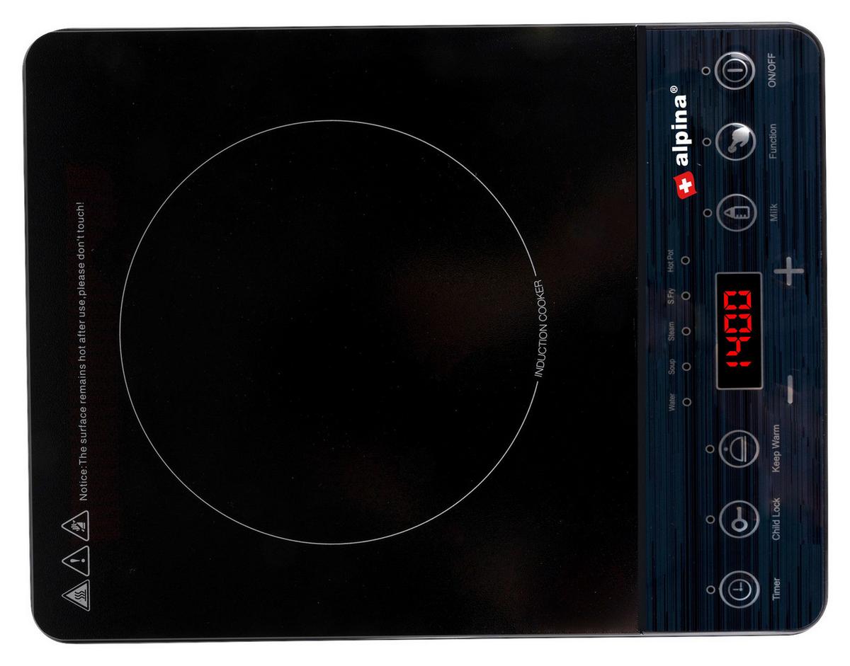 Induktionskochplatte 2000 Watt Schwarz mit Touchfeld + Timer - Basics, Kunststoff - Alpina 6287