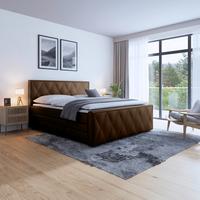 Boxspringbett mit Bettkasten Porto 180x200 cm Braun - Schwarz/Braun, MODERN, Holz/Textil (180/200cm) - MID.YOU