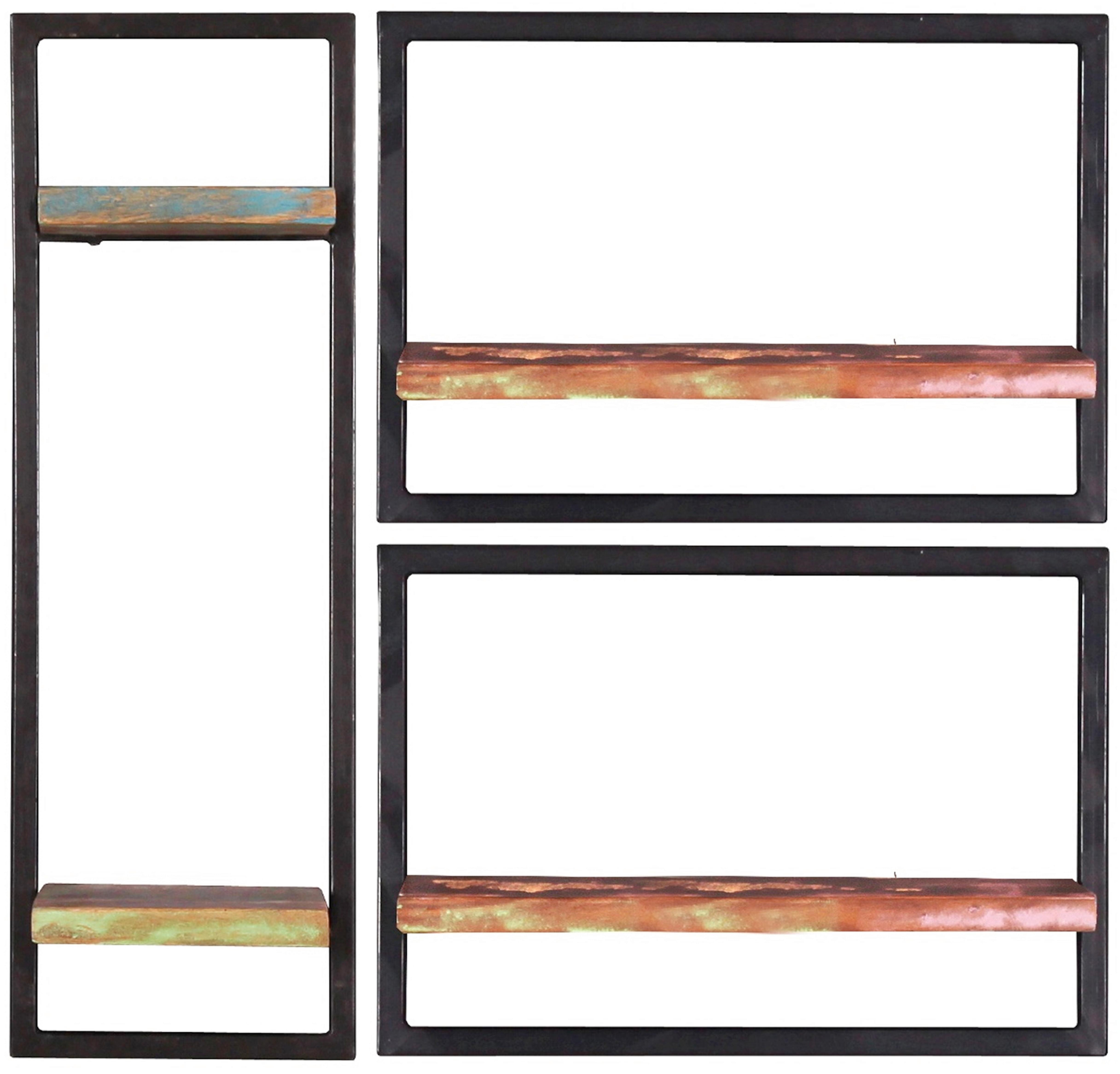 Wandregalset Multicolor/Schwarz - Multicolor/Schwarz, Design, Holz/Metall (80/75/25cm) - MID.YOU