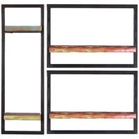 Wandregalset Multicolor/Schwarz - Multicolor/Schwarz, Design, Holz/Metall (80/75/25cm) - MID.YOU