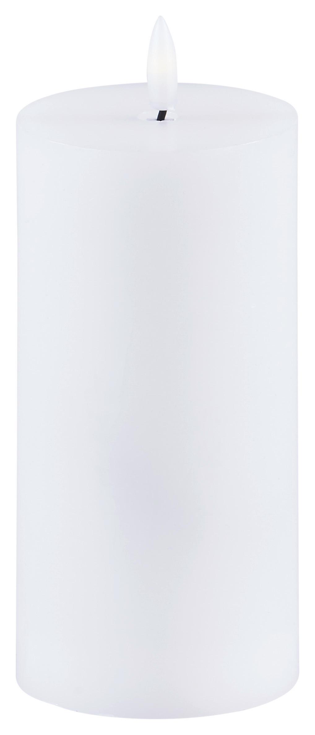 LED-Kerze Mara Weiß mit Timer DxH: 7,5x17,8 cm - Weiß, Basics, Naturmaterialien/Kunststoff (7,5/17,8cm) - Luca Bessoni