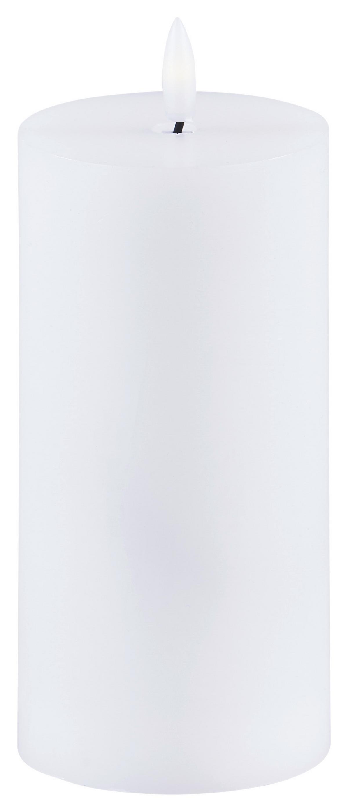 LED-Kerze Mara Weiß mit Timer DxH: 7,5x17,8 cm - Weiß, Basics, Naturmaterialien/Kunststoff (7,5/17,8cm) - Luca Bessoni