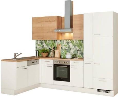 Eckküche Las Vegas/singapur - Eichefarben/Weiß, Basics, Holzwerkstoff (175/305cm) - Vertico