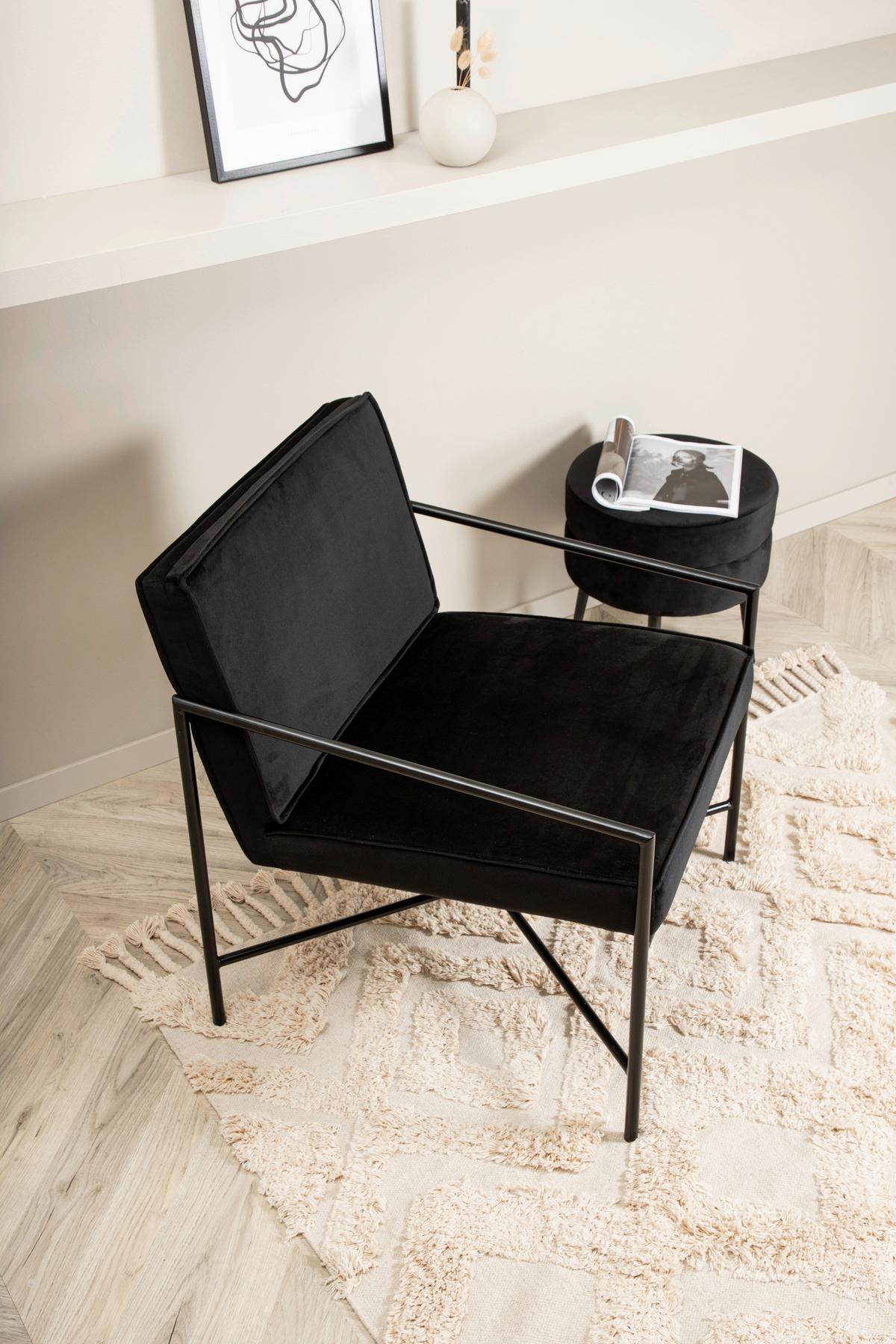 Sessel Rakel - Schwarz, Design, Textil/Metall (66/78/65cm) - Livetastic