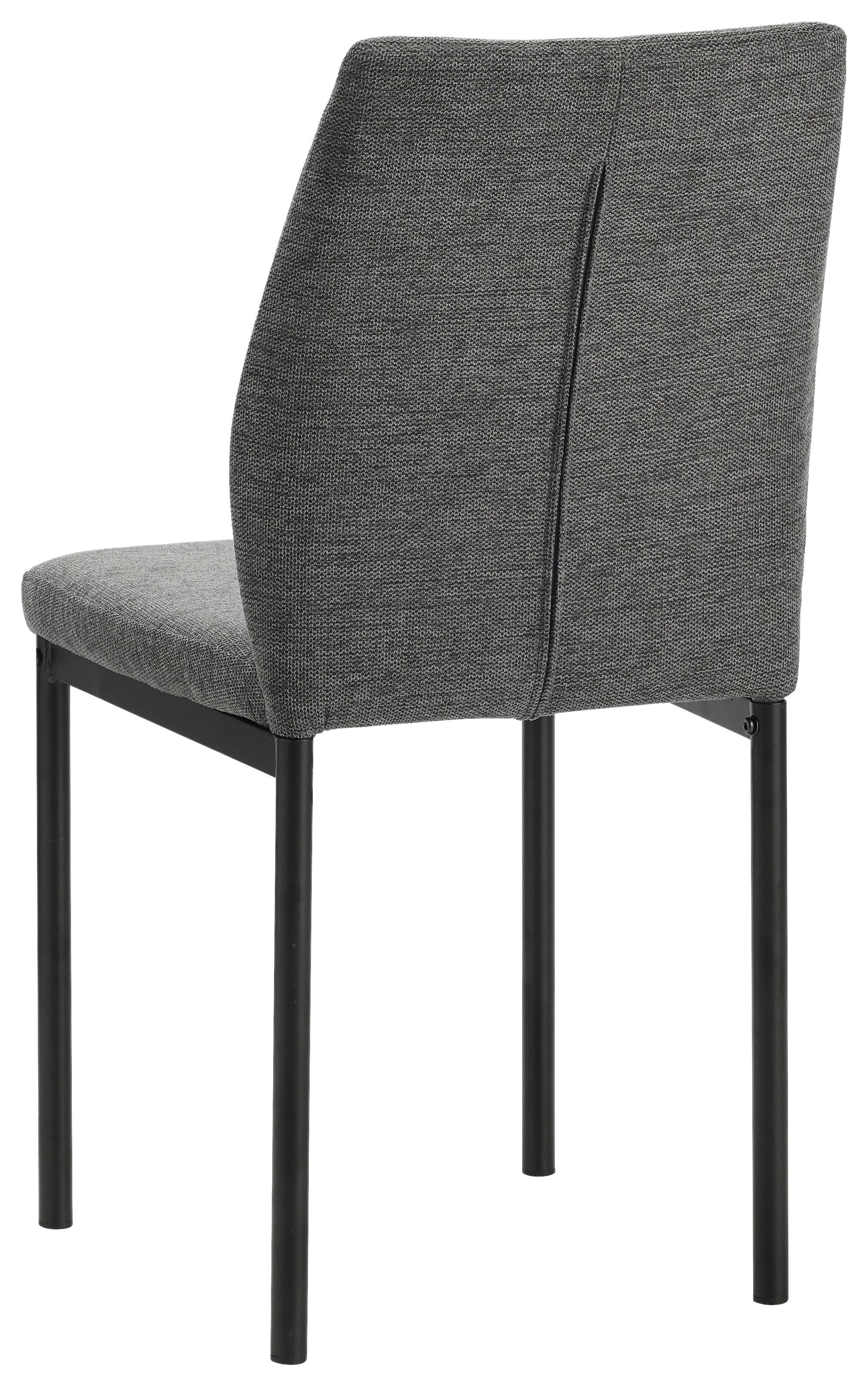 Stuhl Stella Anthrazit Gepolstert - Anthrazit/Schwarz, MODERN, Textil/Metall (44/90/56cm) - P & B