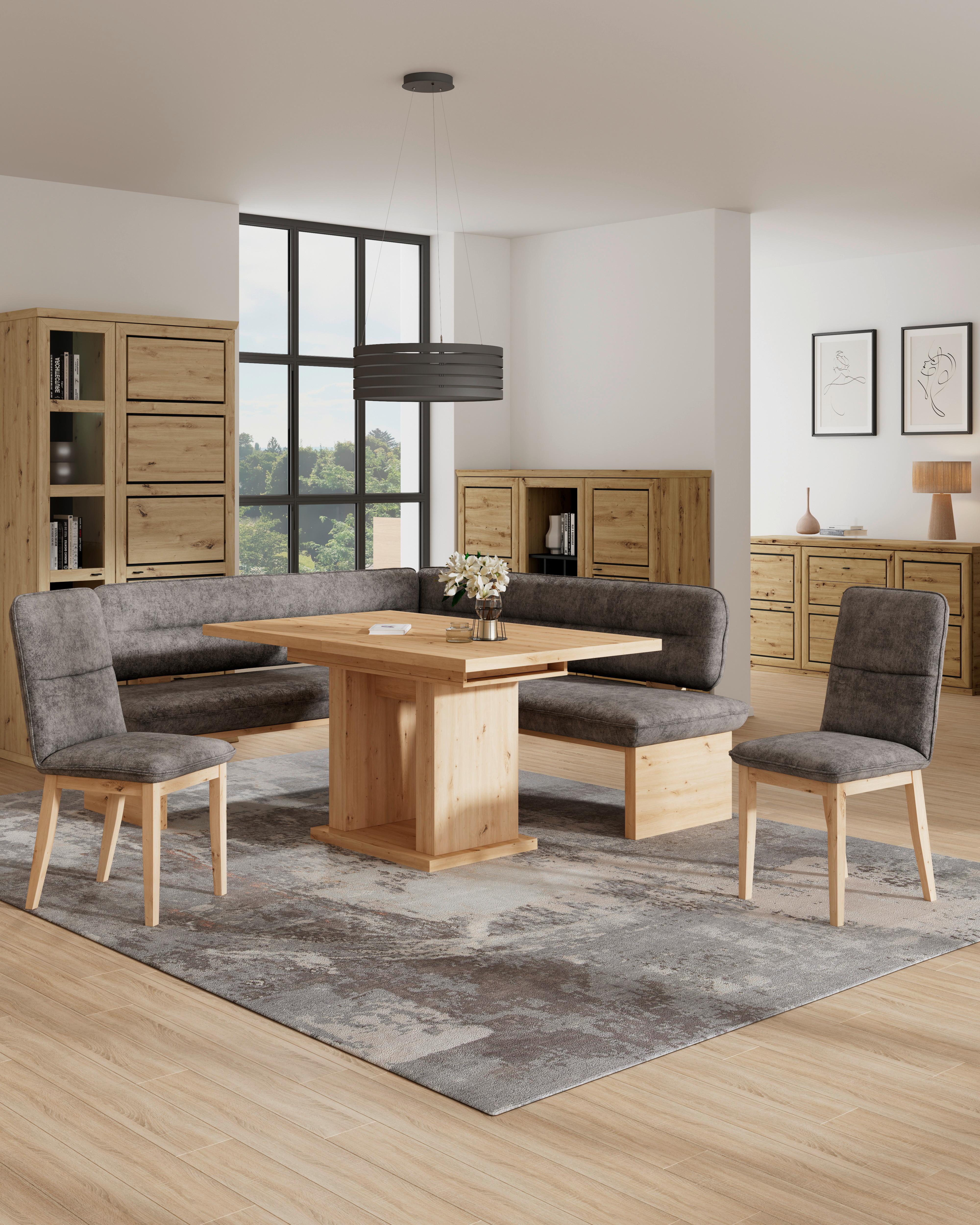 Eckbank Beluna Ii Webstoff Grau, B: 170cm - Eichefarben/Grau, KONVENTIONELL, Holz/Textil (170/232cm) - James Wood