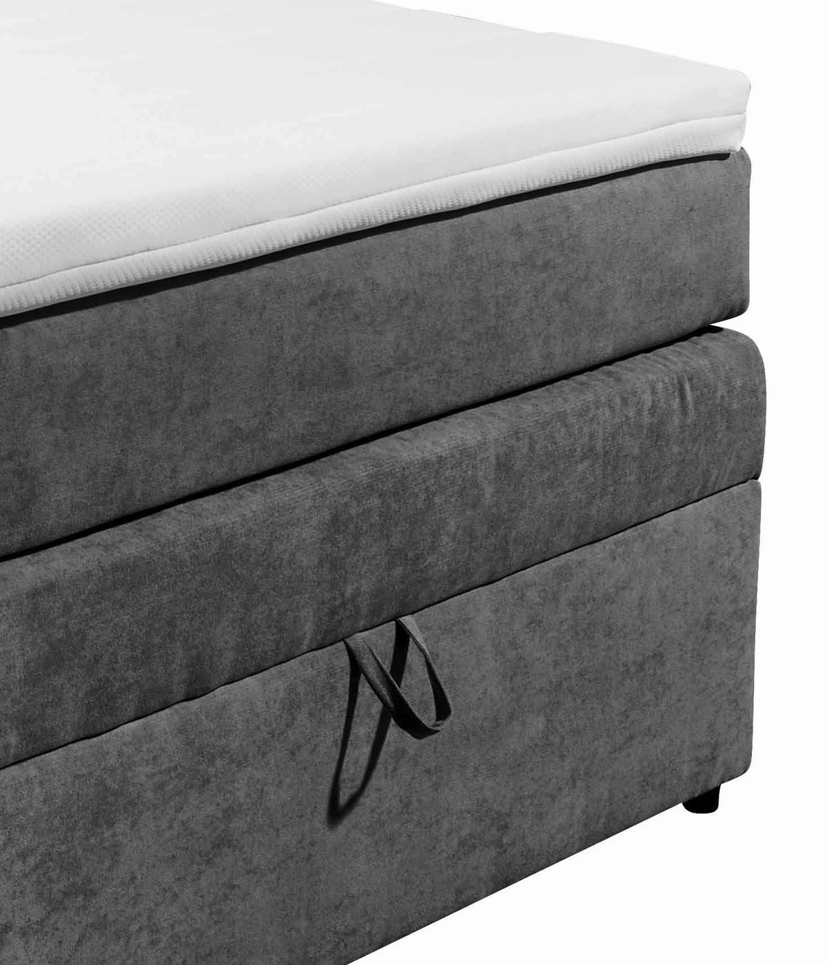 Boxspringbett Mit Topper & Bettkasten 120x200 Tacoma 3 - Anthrazit, KONVENTIONELL (120/200cm) - MID.YOU