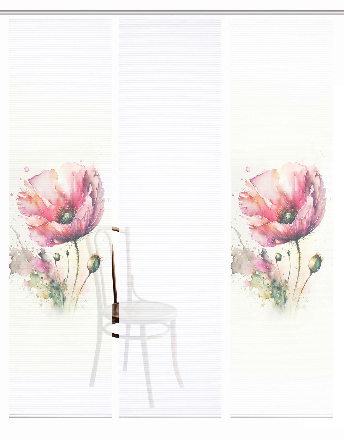 Flächenvorhang Meliora 3er Set - Rosa/Weiß, Natur, Textil (60/245cm)