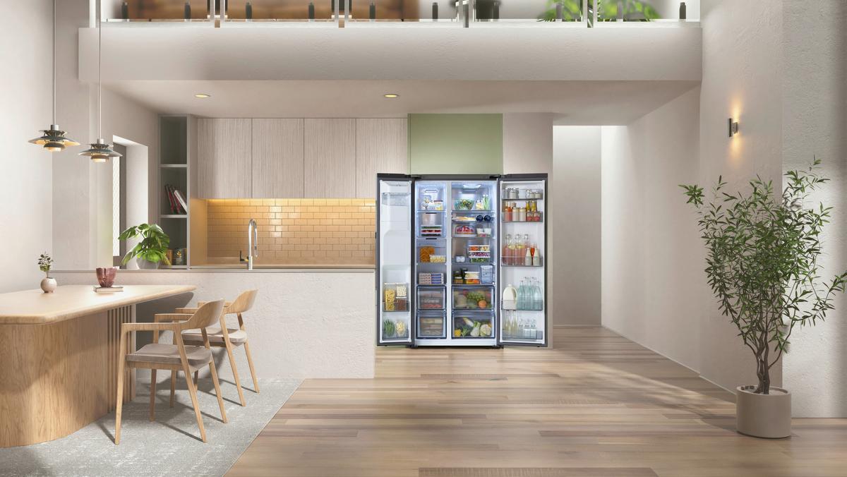 Side-by-side Rs80f67kcfef Eekl: C,  No-Frost - Schwarz, Basics, Glas/Kunststoff (91,2/178/72,6cm) - Samsung