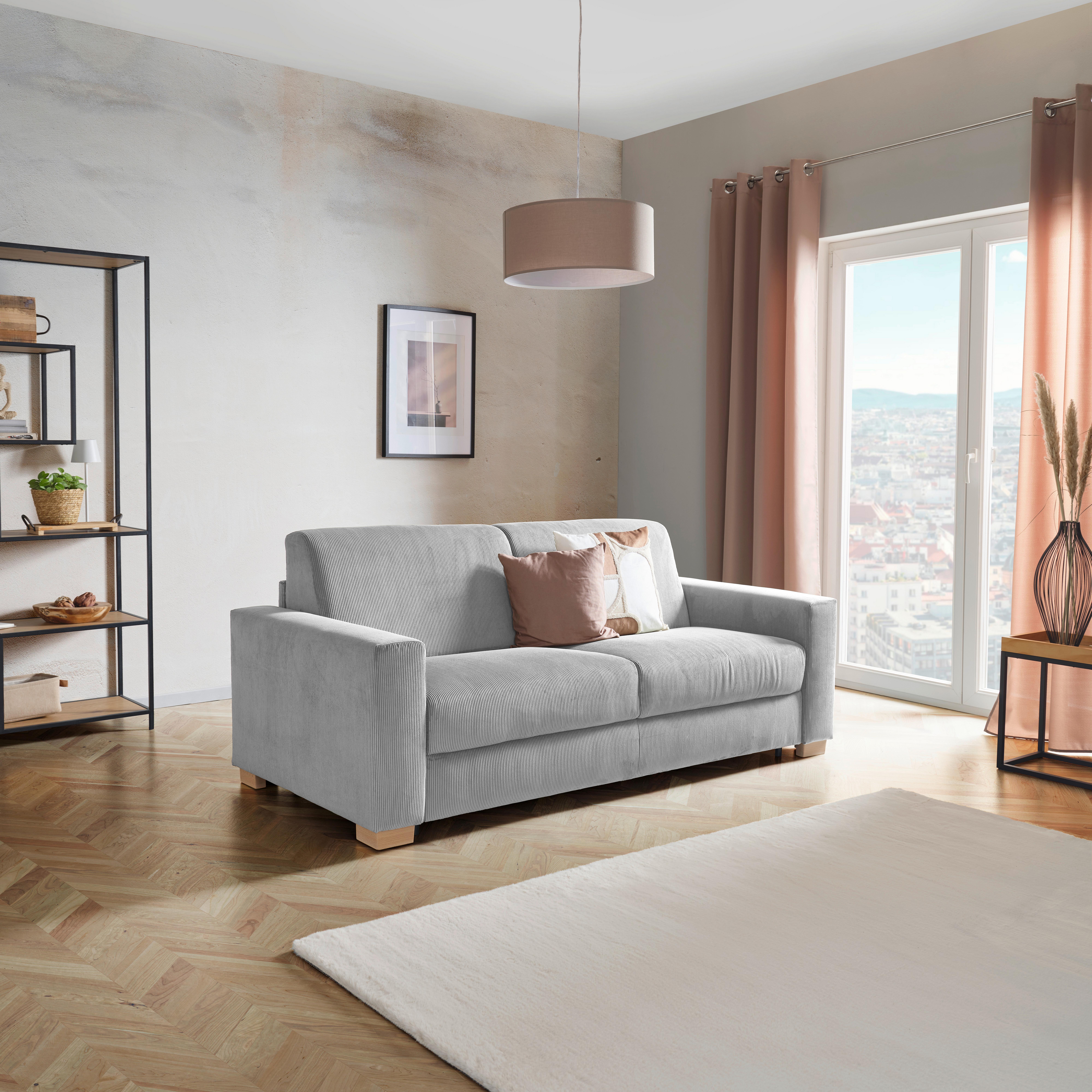 Schlafsofa Lucy - Schwarz/Naturfarben, MODERN, Holz (198/84/96cm) - Luca Bessoni