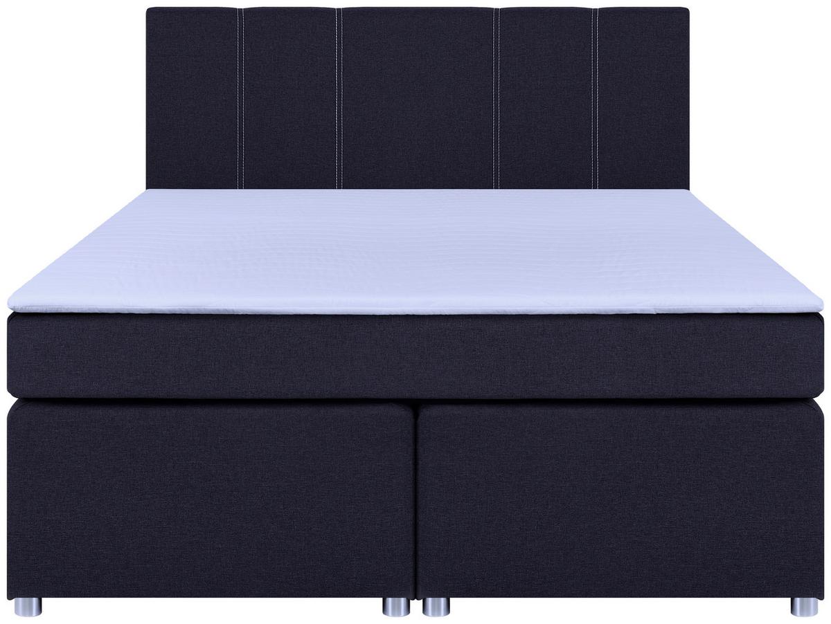 Boxspringbett Malta Mit Topper Grau, 160x200 Cm - Chromfarben/Schwarz, Basics, Holzwerkstoff/Textil (160/200cm) - P & B