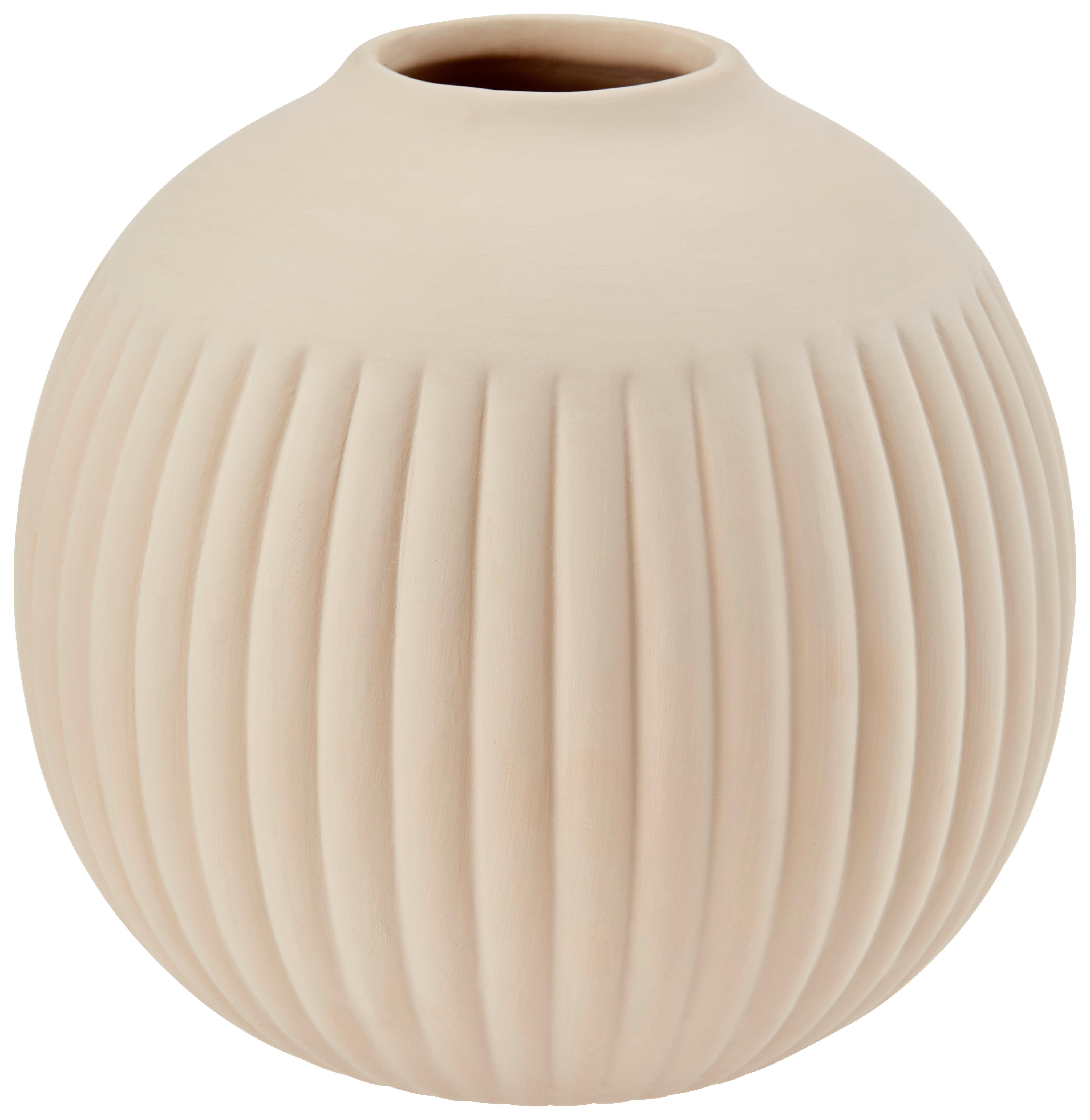 Vase Hergen Keramik Rund H: 11,5 cm - Beige, MODERN, Keramik (12/11,5cm) - Luca Bessoni