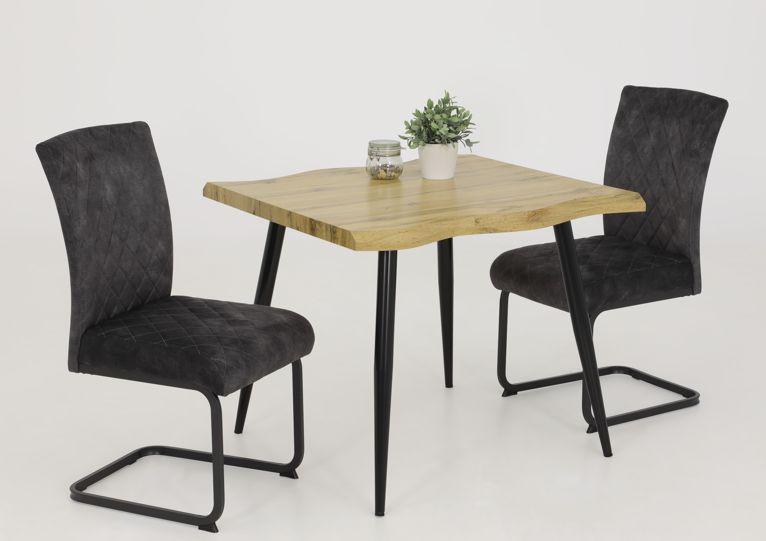 Jedálenský stôl 90x90cm dekor dub divý/kov - čierna/divoký dub, Design, kov/kompozitné drevo (90/76/90cm)