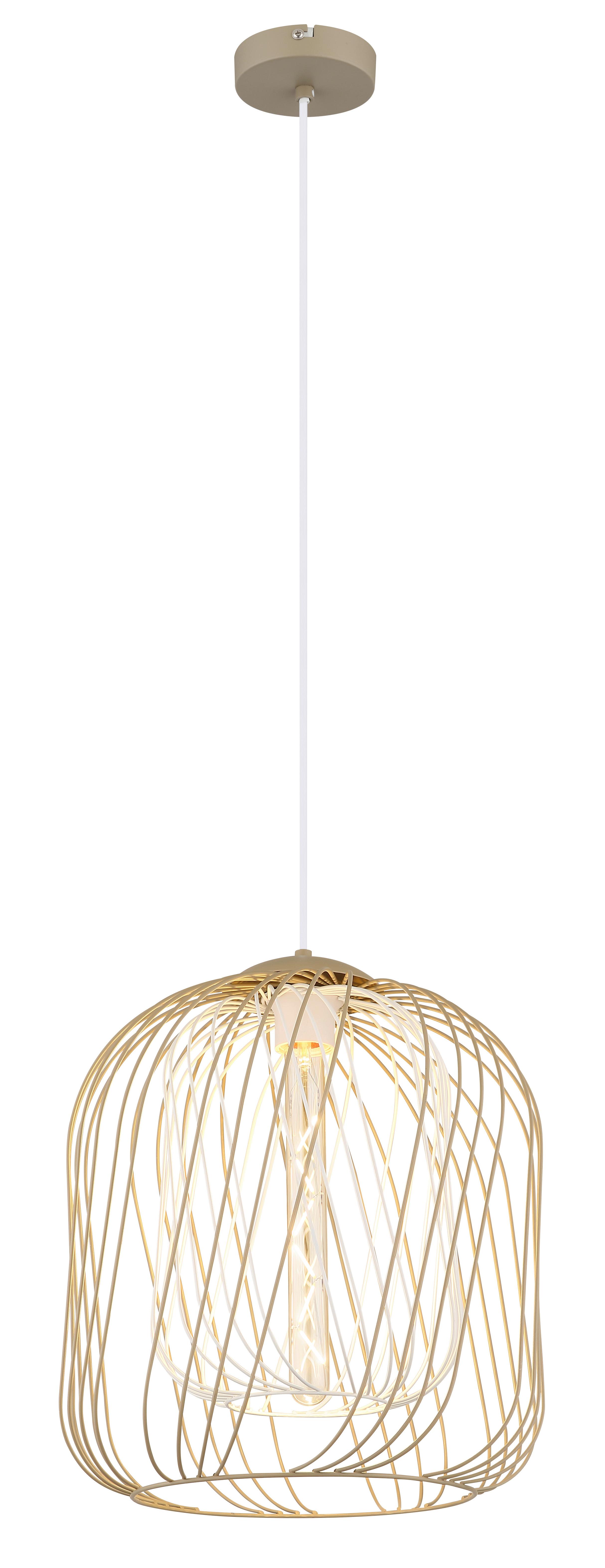 Hängeleuchte Dichti Creme Weiß Sandfarben D: 35 cm - Sandfarben/Creme, Basics, Kunststoff/Metall (35/150cm) - Globo