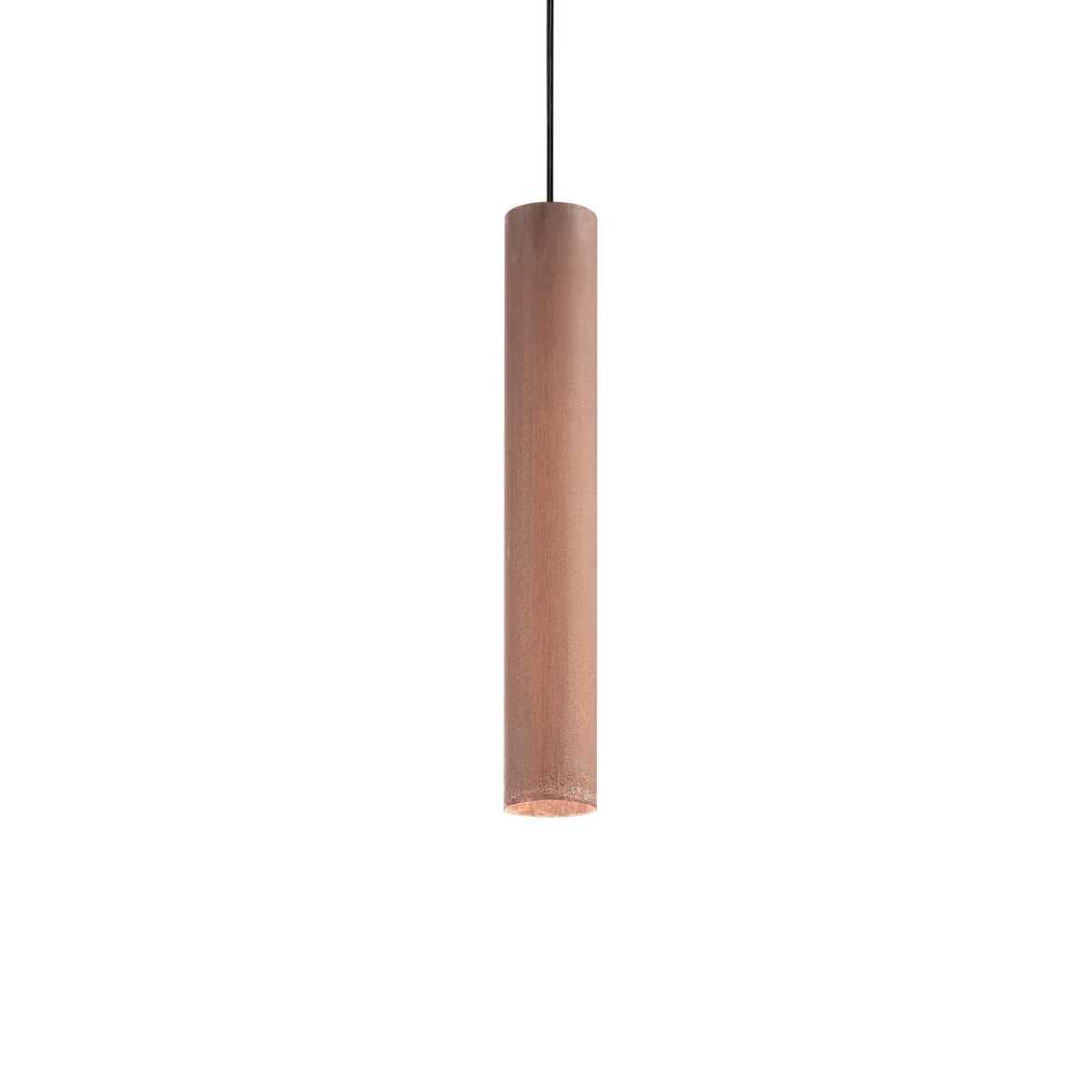 Hängeleuchte Look H: 56/140 Cm 1-Flammig Zylinderform - Rostfarben, KONVENTIONELL, Metall (6/56/140cm) - Ideal Lux