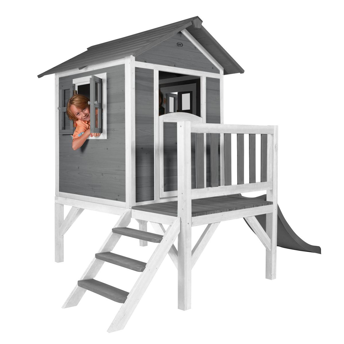 Spielhaus Grau/weiß/grau L: 167 B:240 H:189 - Weiß/Grau, LIFESTYLE, Holz/Kunststoff (167/240/189cm)