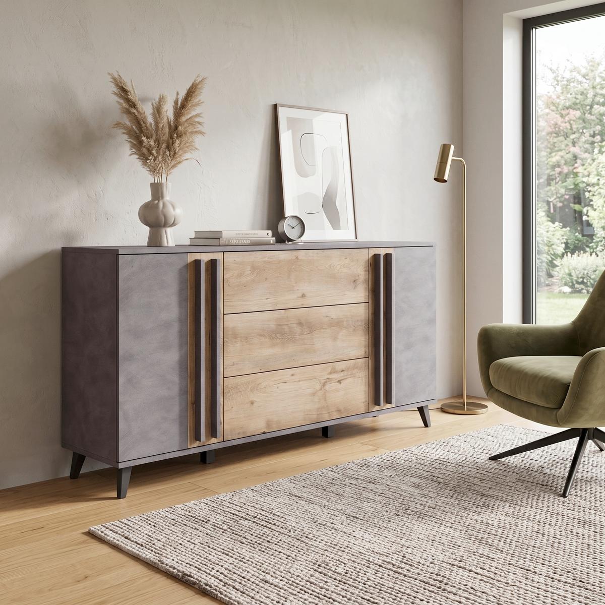 Sideboard Helsinki Anthrazit /Kastanienfarben B: 150cm - Kastanienfarben/Anthrazit, Trend, Holzwerkstoff (150/77,8/39,5cm) - P & B