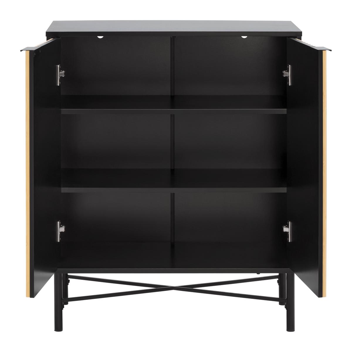 KOMODA MADRID -EXKLUSIV- - čierna/prírodná farba, Modern, kov/drevo (76/90/35cm) - Mömax