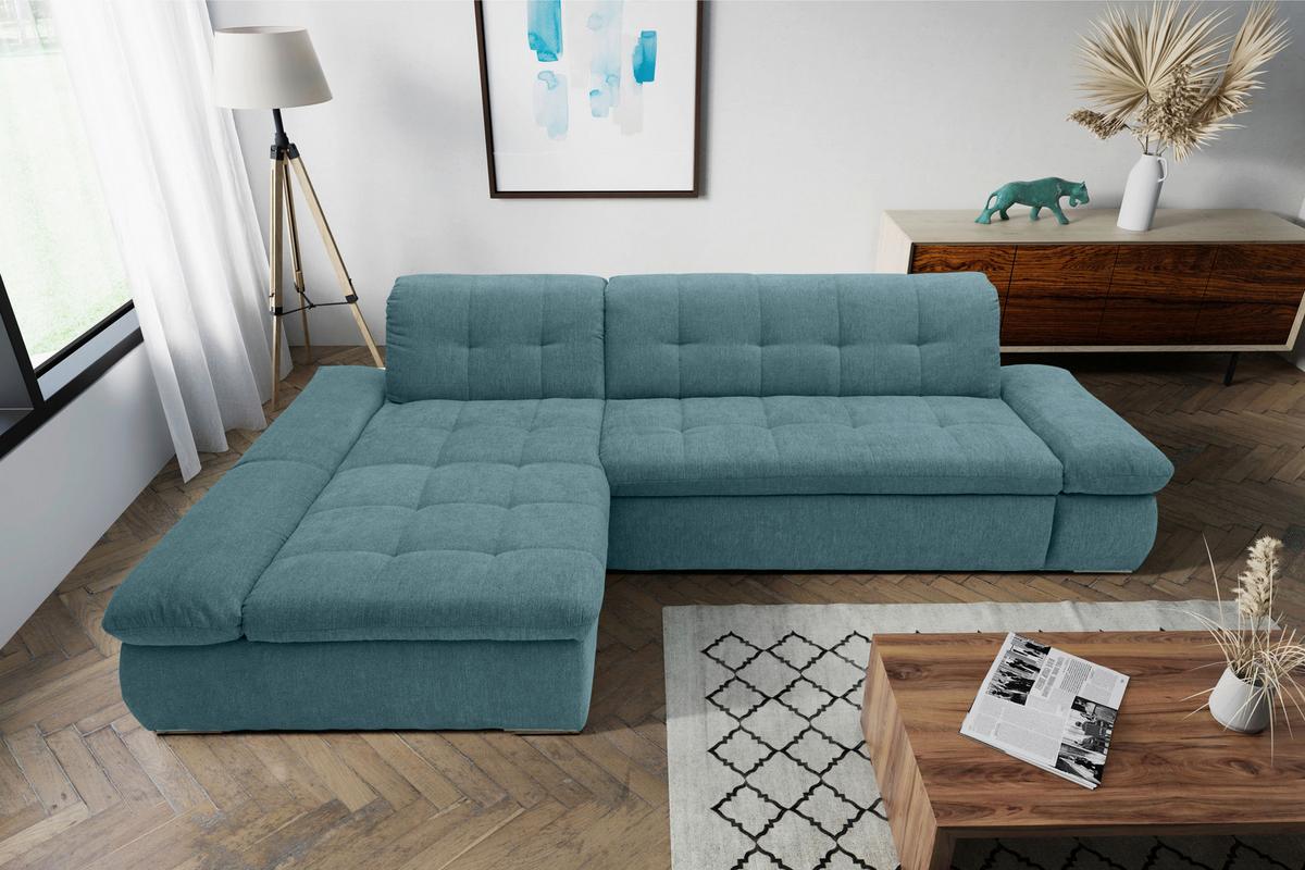 Ecksofa mit Schlaffunktion Moric Petrol Mikrofaser - Chromfarben/Petrol, KONVENTIONELL, Textil (172/300cm) - MID.YOU