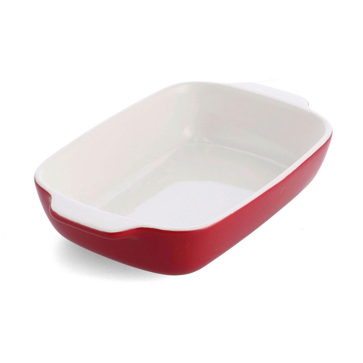 Auflaufform Stoneware Rot/weiß B: 18,8 Cm - Rot/Weiß, Basics, Naturmaterialien/Keramik (18.8cm) - Kitchenaid