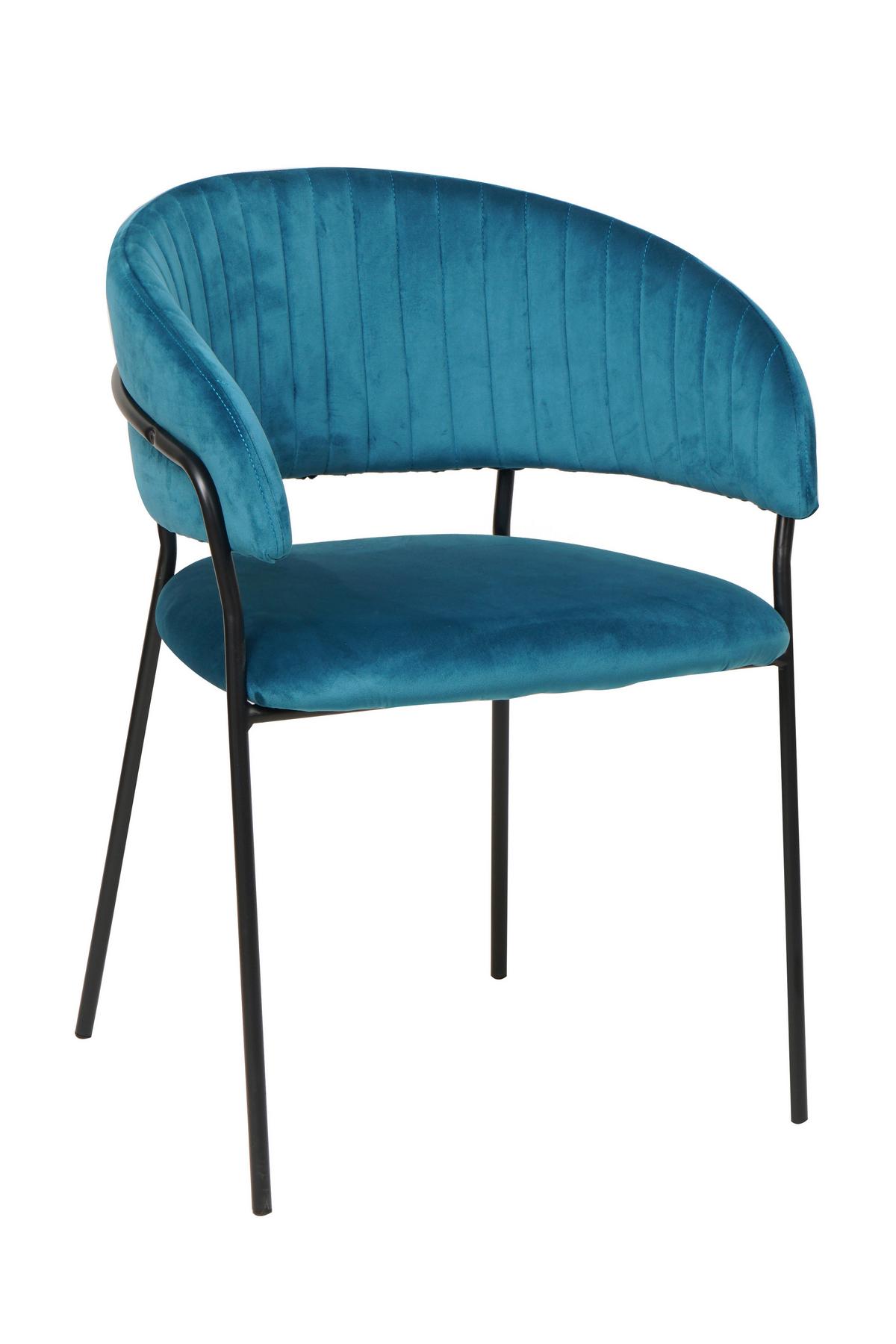 Armlehnstuhl Türkis B: 55 Cm - Türkis/Schwarz, MODERN, Textil/Metall (55/80/50cm) - Livetastic