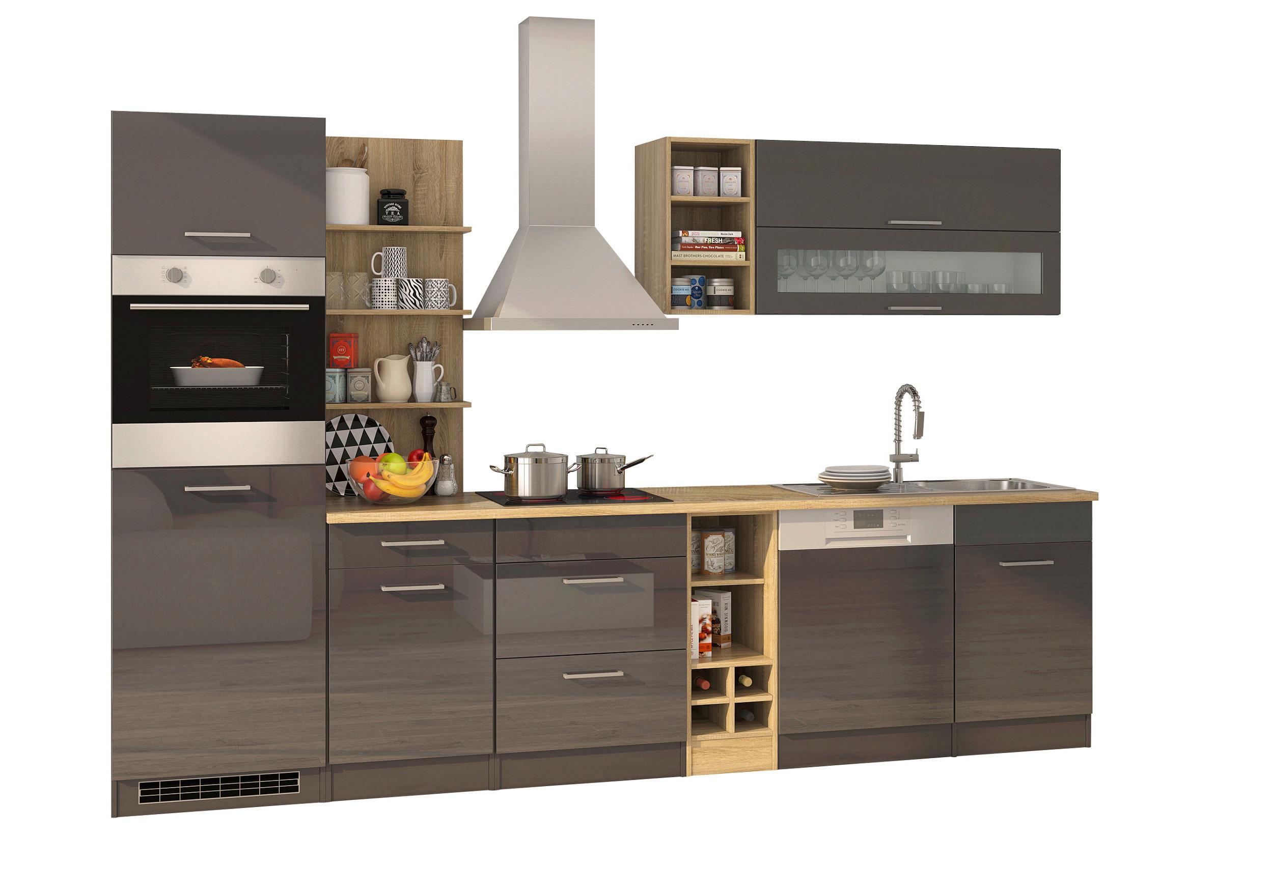 Küchenleerblock Mailand Graphitfarben B: 310cm - Graphitfarben/Sonoma Eiche, MODERN, Holzwerkstoff (310cm) - Held