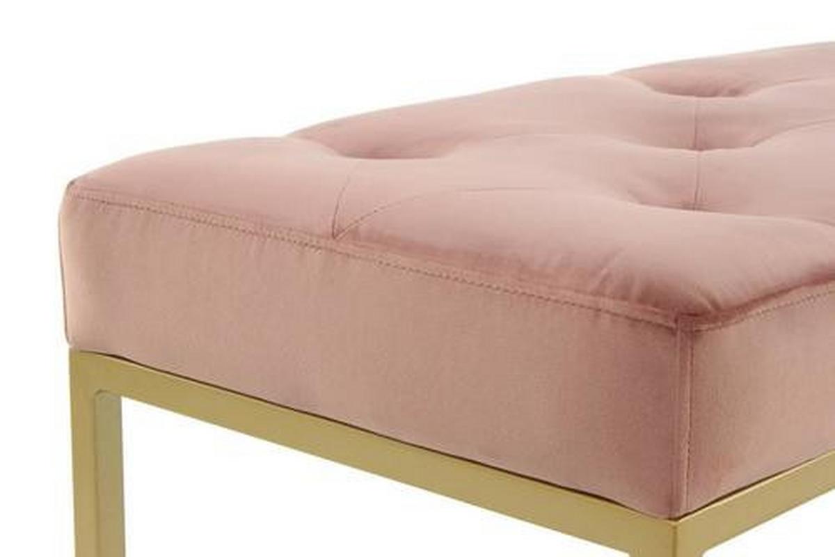 Dlhá taburetka PINK - zlatá/staroružová, Basics, kov/kompozitné drevo (90/40/40cm)