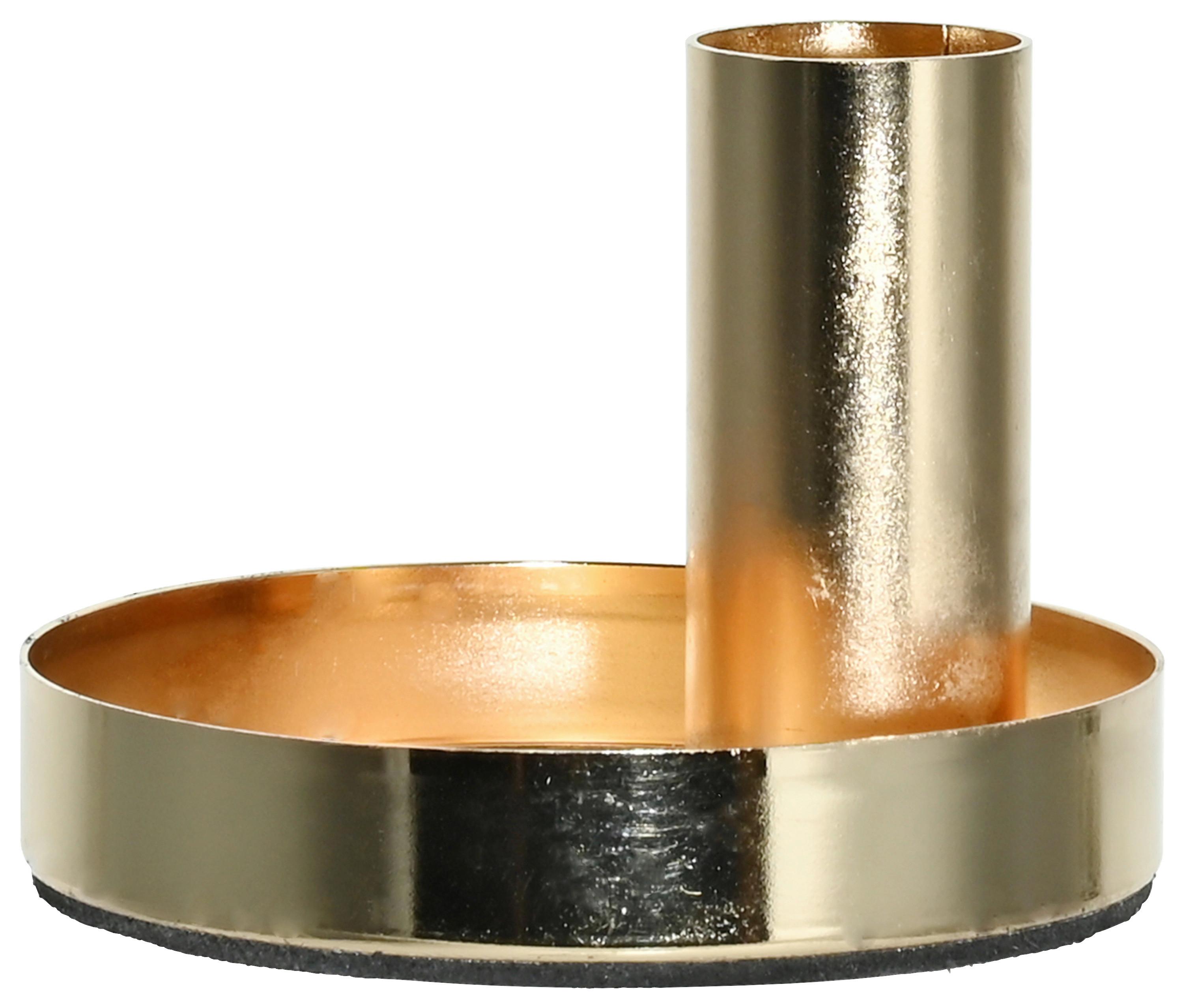 Stojan na dlouhé svíčky Aura - barvy zlata, kov (8/6cm) - Modern Living