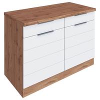 Küchenunterschrank Florenz B: 120 cm Weiß/Eichefarben - Eiche Wotan/Weiß, Design, Holzwerkstoff (120/86/60cm) - Held