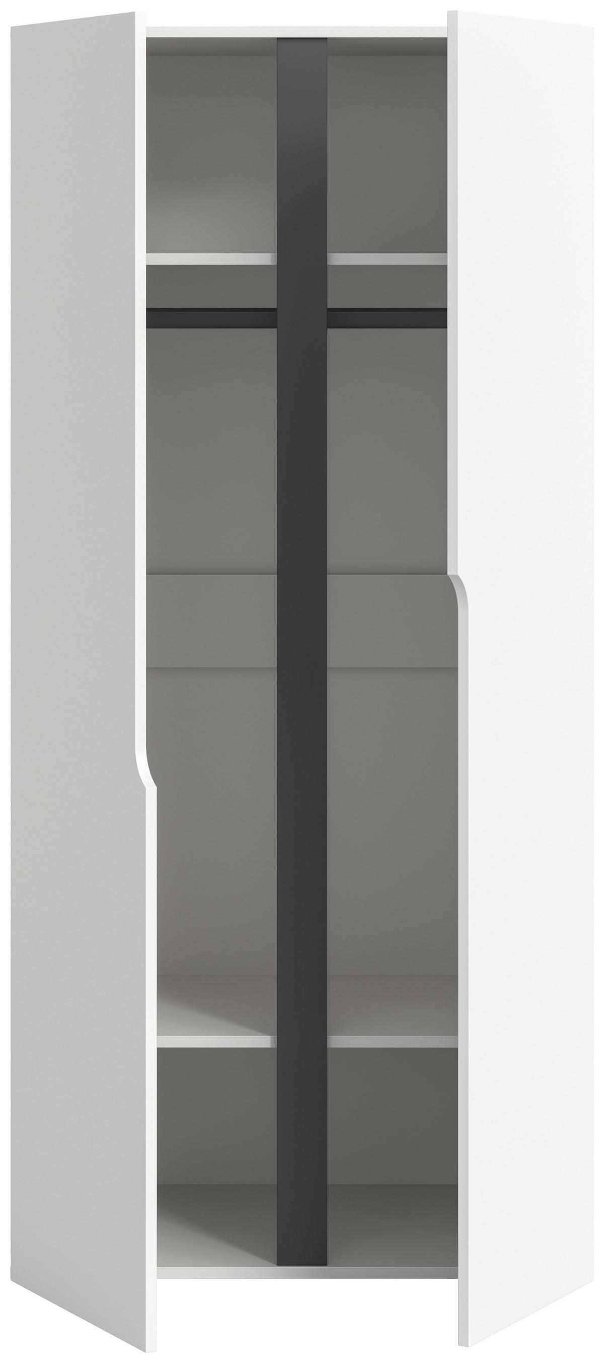 DREHTÜRENSCHRANK Anga Weiß B: 80cm - Weiß, MODERN, Holzwerkstoff (80/180/51cm) - MID.YOU