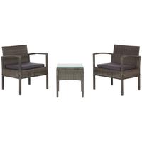 Balkonmöbel Set Poros Glas/ Kunststoffgeflecht Mit Kissen - Grau, MODERN, Glas/Kunststoff - Luca Bessoni