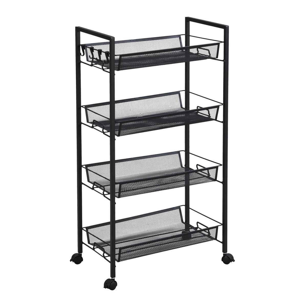 Tálalókocsi Silvia 2 - fekete, Modern, műanyag/fém (44/84/26cm)