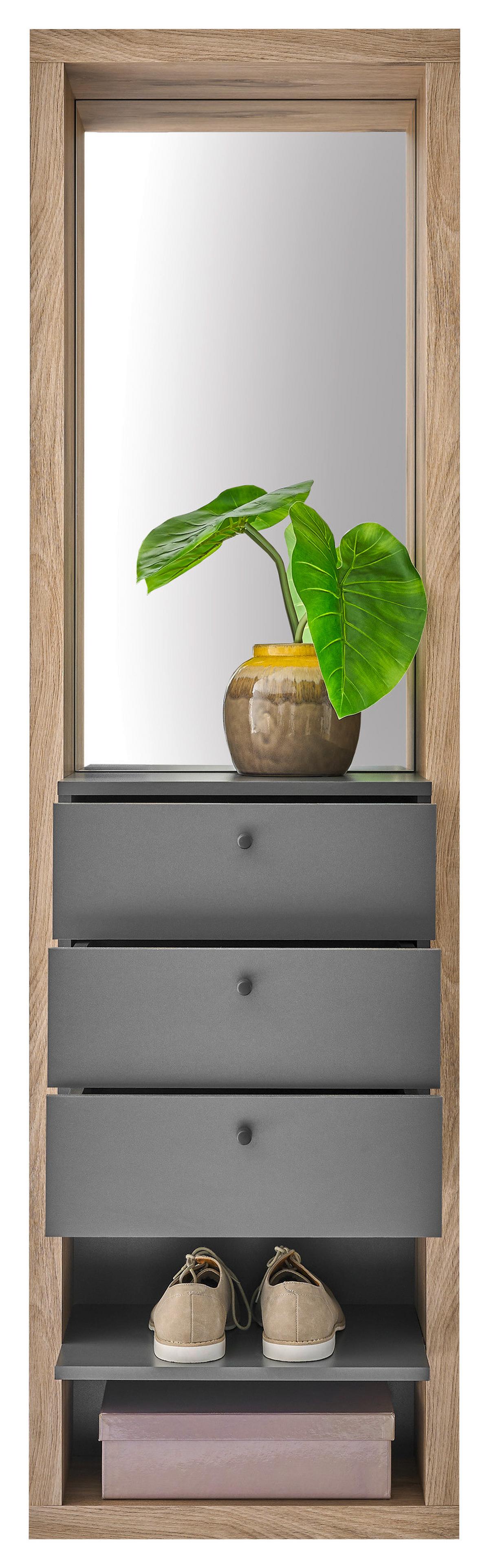 PREDSIEŇOVÝ NÁBYTOK FRAME - farba duba/antracitová, Basics, kompozitné drevo/sklo (51/178/35cm) - Carryhome