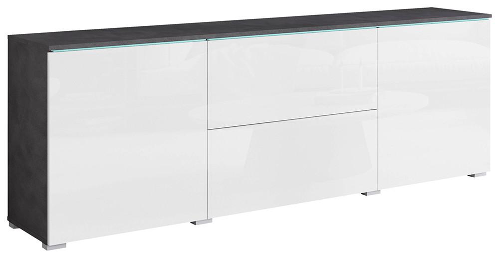 Lowboard Vera Anthrazit/Weiss Hg B: 180 cm - Weiß Hochglanz/Anthrazit, Trend, Holzwerkstoff (180/61,8/34,5cm) - P & B