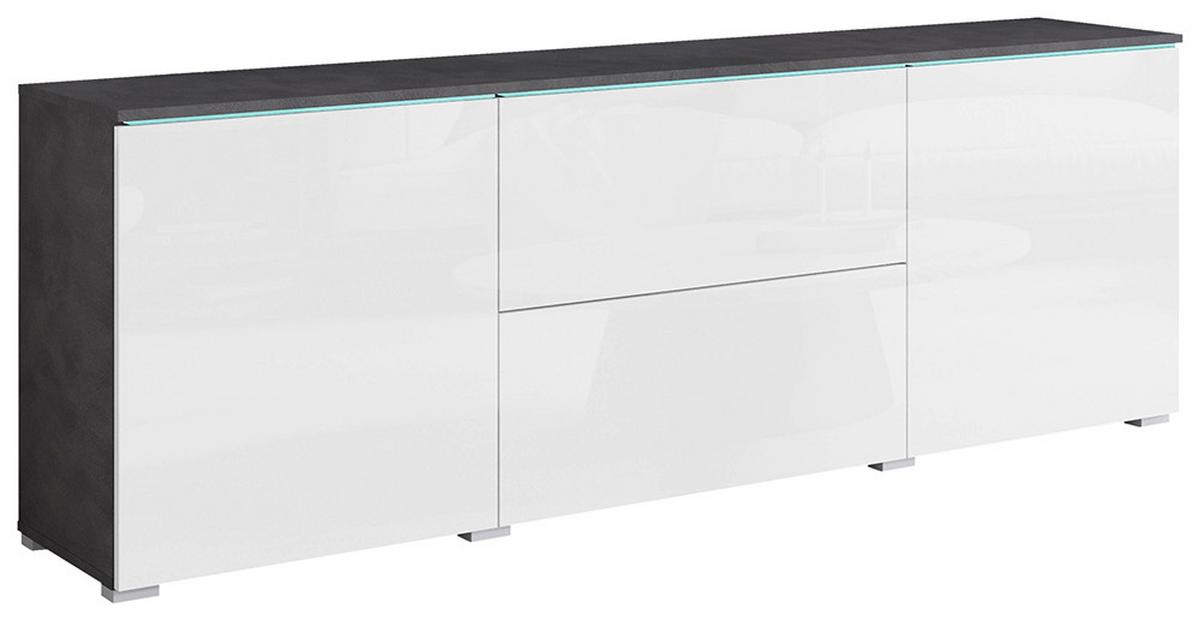 NÍZKÁ KOMODA VERA 181 - šedá/bílá, Trend, kompozitní dřevo/plast (180/61,8/34,5cm) - P & B