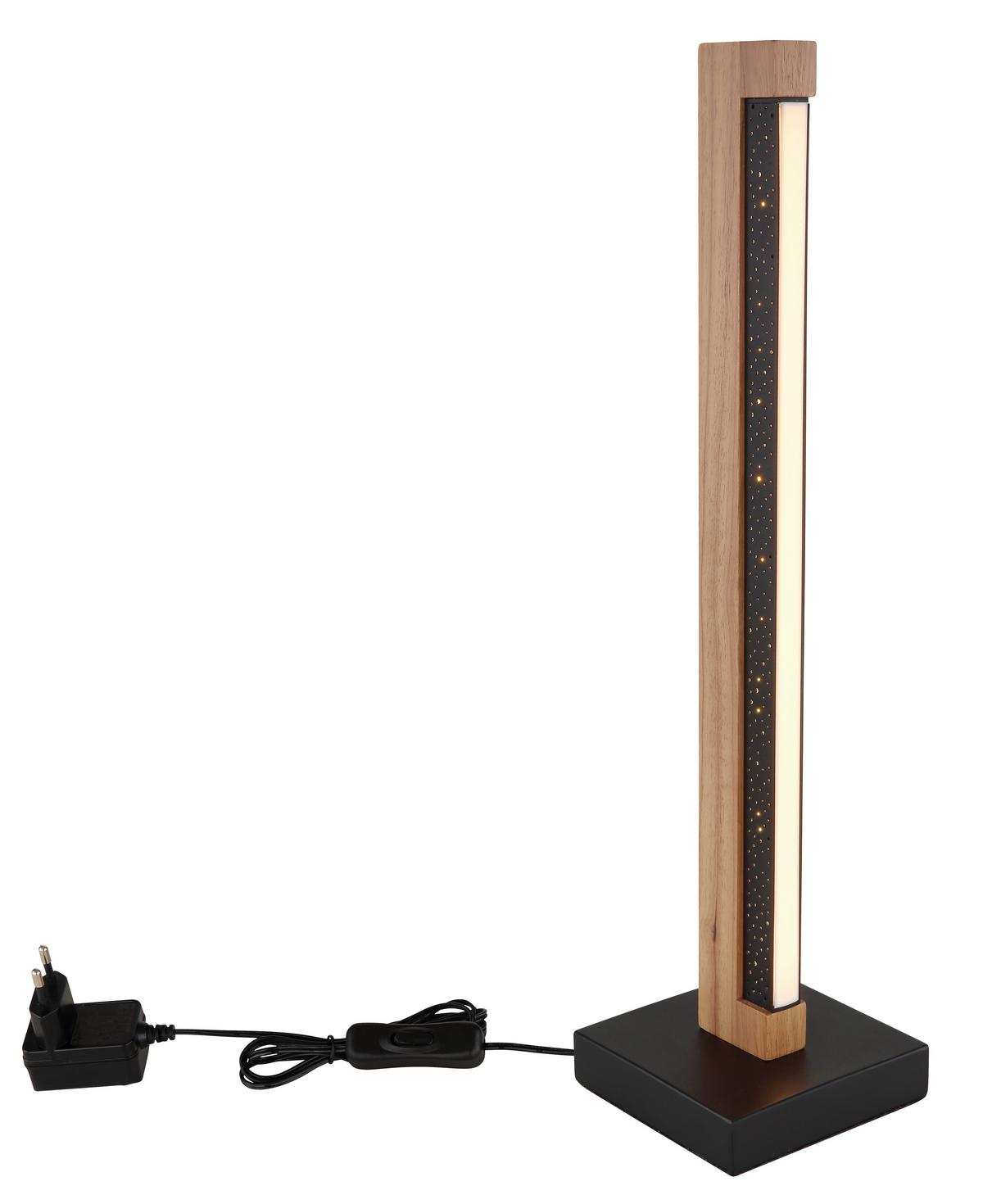 LED-Tischleuchte 67849t - Dunkelbraun/Schwarz, Natur, Holz/Kunststoff (12/12/48cm) - Globo