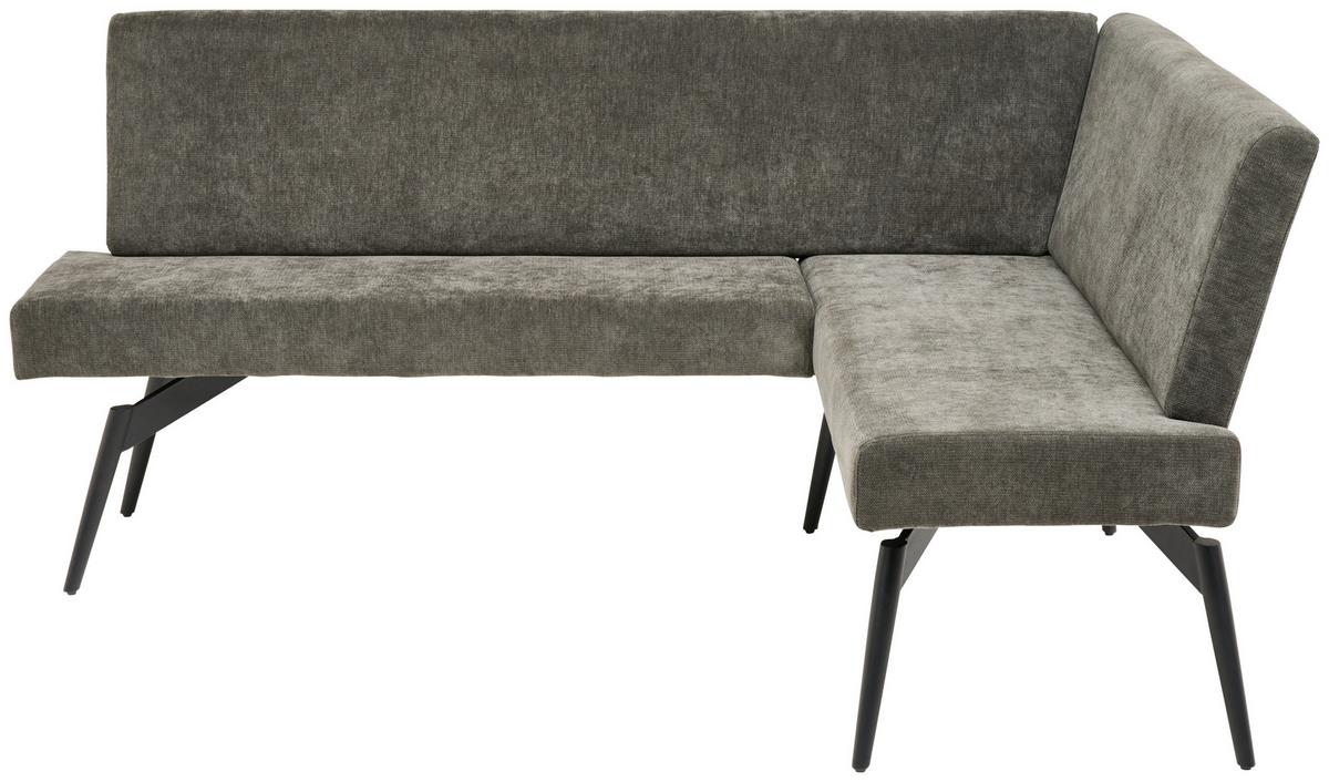 Eckbank Tinos Dunkelgrau, S: 190x150 Cm - Dunkelgrau/Schwarz, KONVENTIONELL, Textil/Metall (190/150cm) - MID.YOU